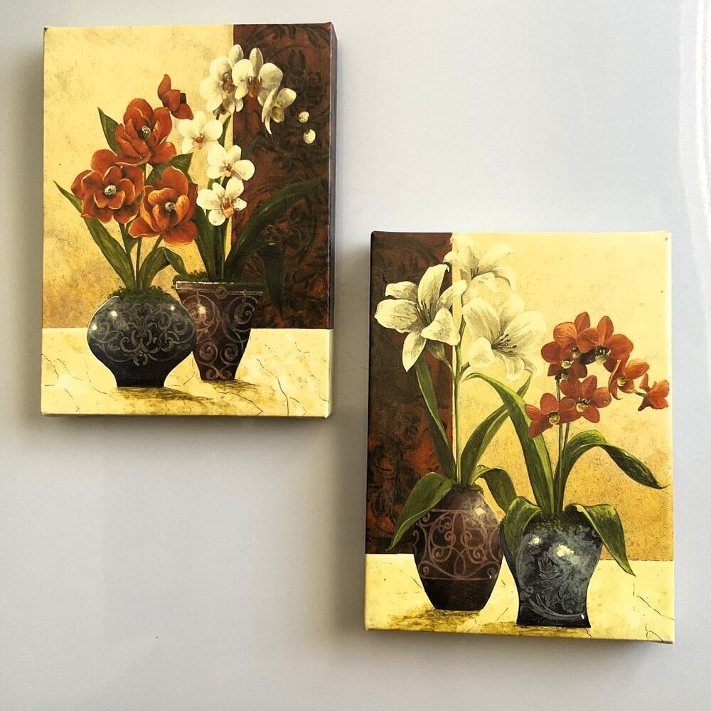 ORCHID  WALL  CANVAS FLORAL ART SET 2